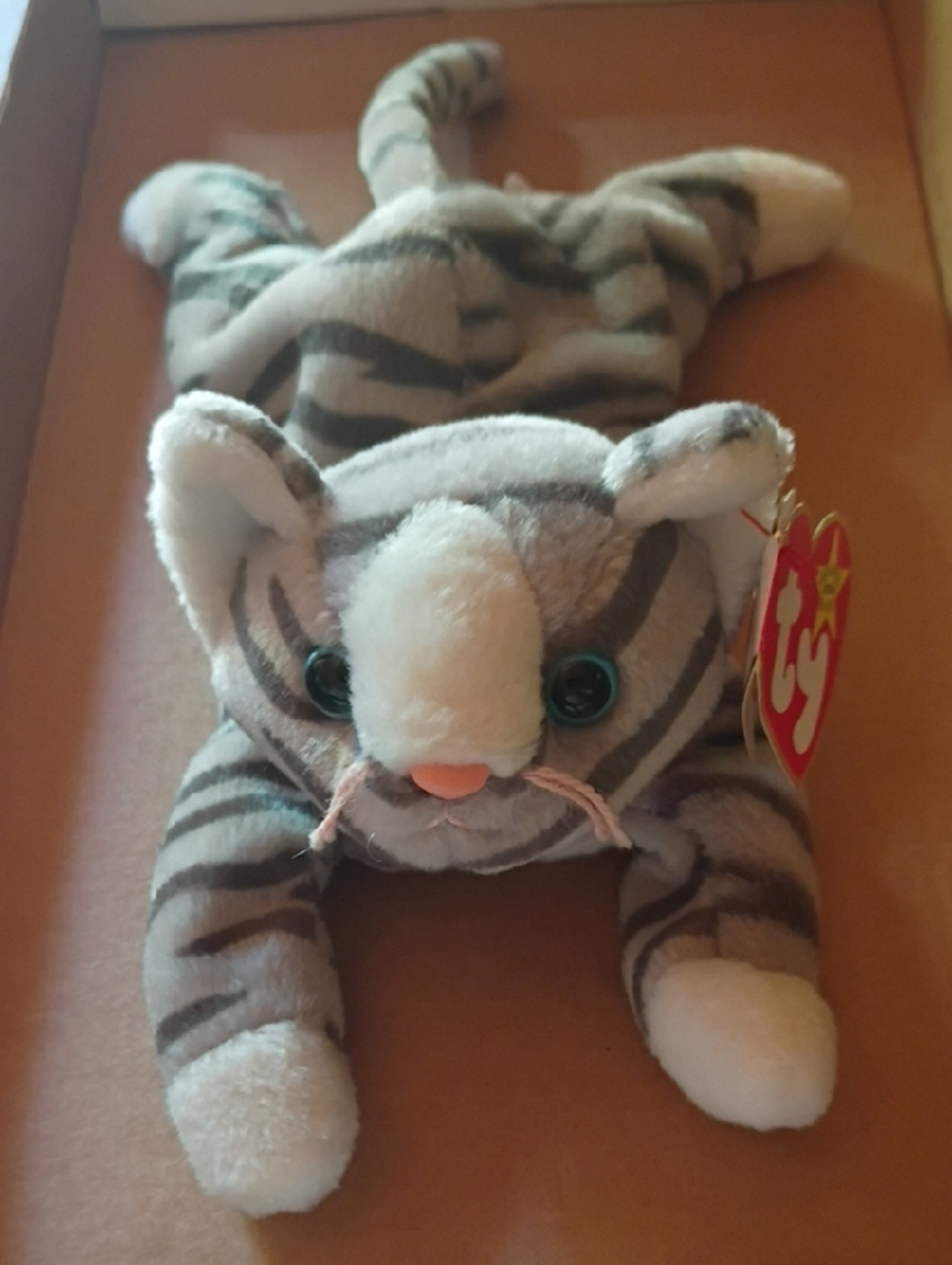 TY Beanie Baby Gray Striped Kitty Plush Toy - Soft Gray Cat (Prance)